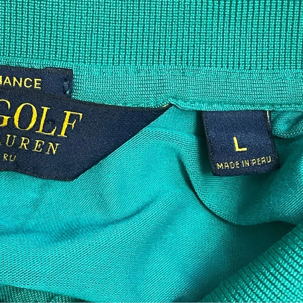 Polo Golf Ralph Lauren Performance Polo Shirt Jade Green Large Pima Cotton Peru